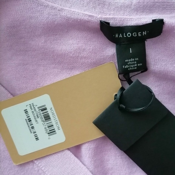 NWT 🩷 Halogen Nordstrom Cotton-Blend V-Neck Button Down Cardigan with Pockets, L - Picture 4 of 6